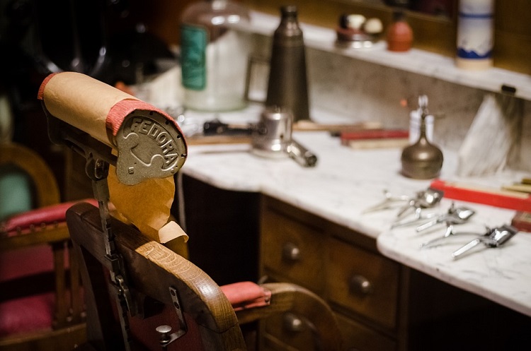 a chair at a barbershop