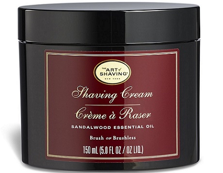 a black container of The Art of Shaving - Shaving Cream in Sandalwood