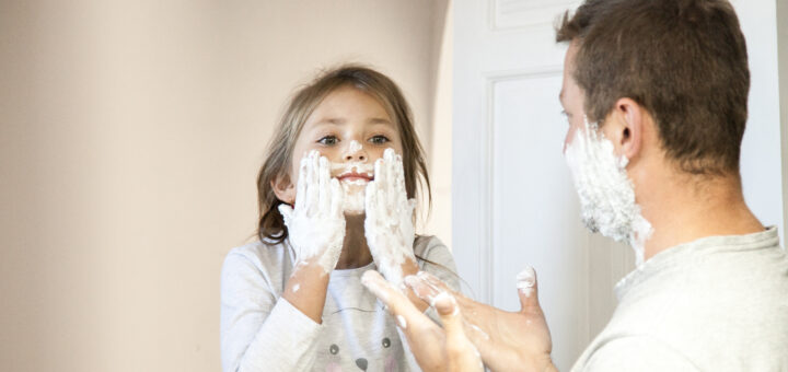 girl with shaving lather on face