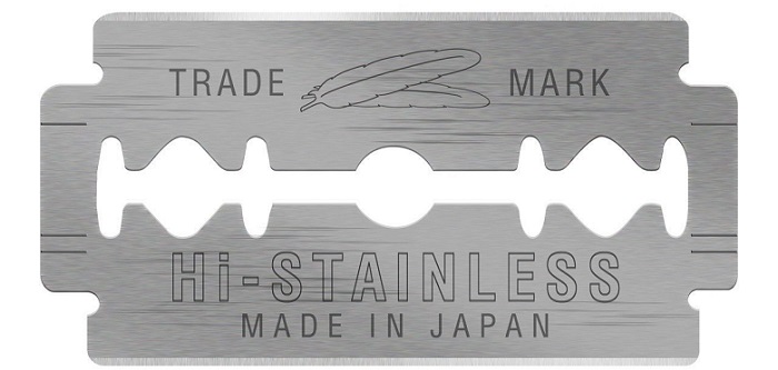 one single stainless steel Feather razor blade