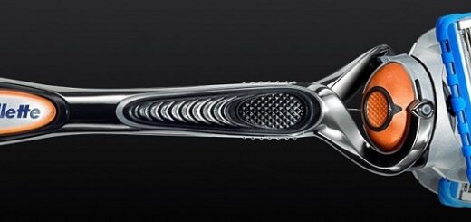 Gillette Fusion Flexball razor on a black background