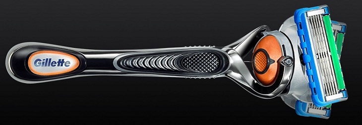 Gillette Fusion Flexball razor on a black background