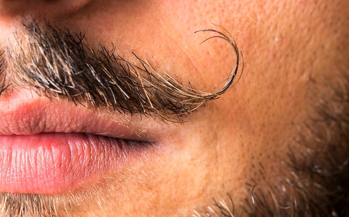 close up on a handlebar mustache